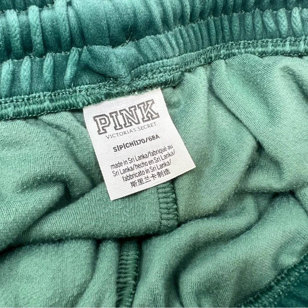 PINK Victoria’s Secret Velour Tracksuit Set Green Hoodie Pants Small Y2K